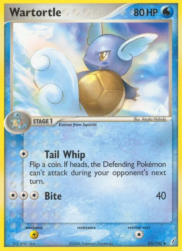 Wartortle 43/100 Crystal Guardians Pokémon card