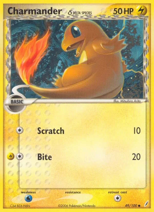 Charmander δ 49/100 Crystal Guardians Pokémon card