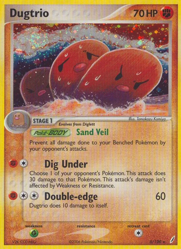 Dugtrio 5/100 Crystal Guardians Pokémon card