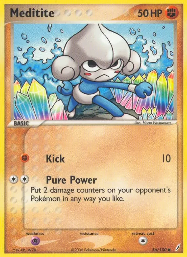 Meditite 56/100 Crystal Guardians Pokémon card
