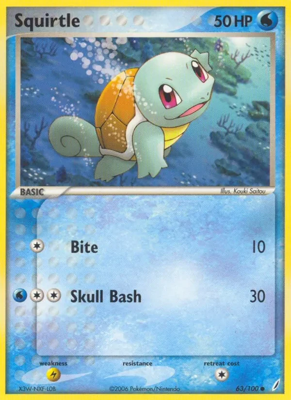 Squirtle 63/100 Crystal Guardians Pokémon card