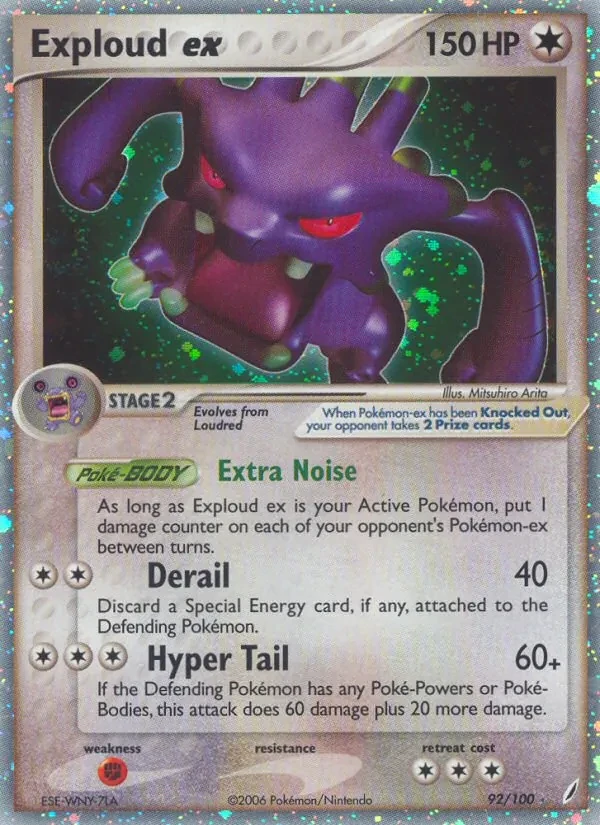 Exploud ex 92/100 Crystal Guardians Pokémon card