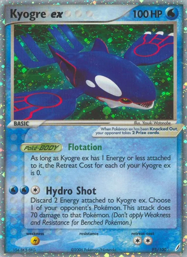 Kyogre ex 95/100 Crystal Guardians Pokémon card