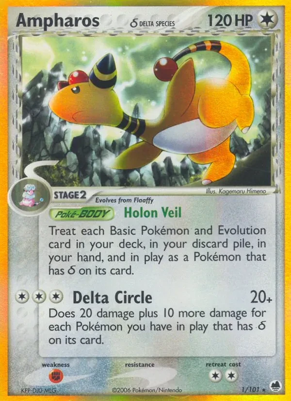 Ampharos δ 1/101 Dragon Frontiers Pokémon card