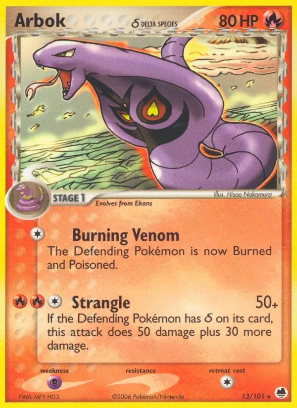 Arbok δ 13/101 Dragon Frontiers Pokémon card