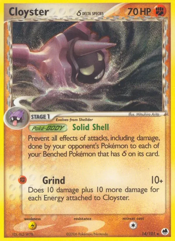 Cloyster δ 14/101 Dragon Frontiers Pokémon card