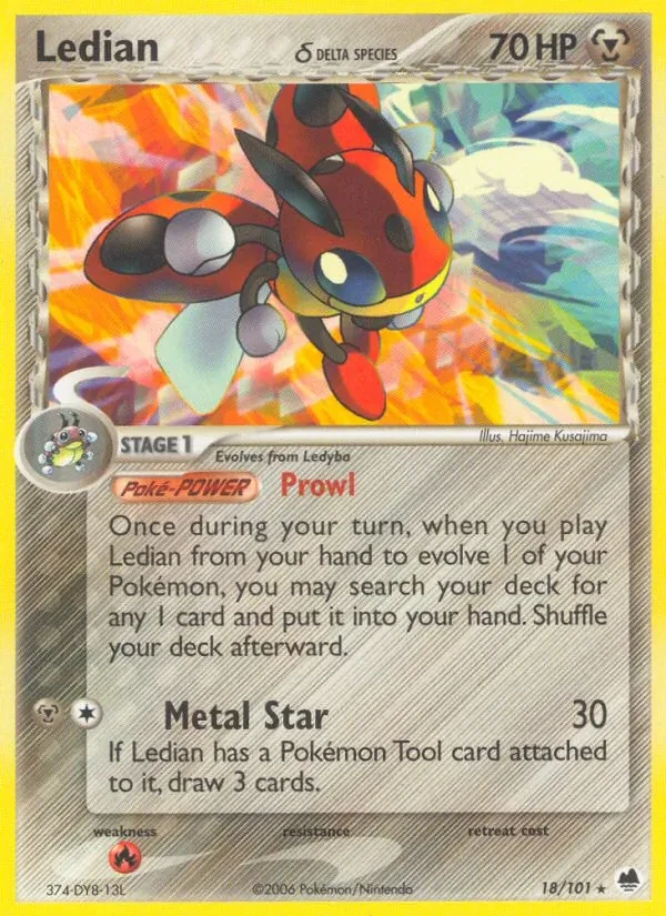 Ledian δ 18/101 Dragon Frontiers Pokémon card