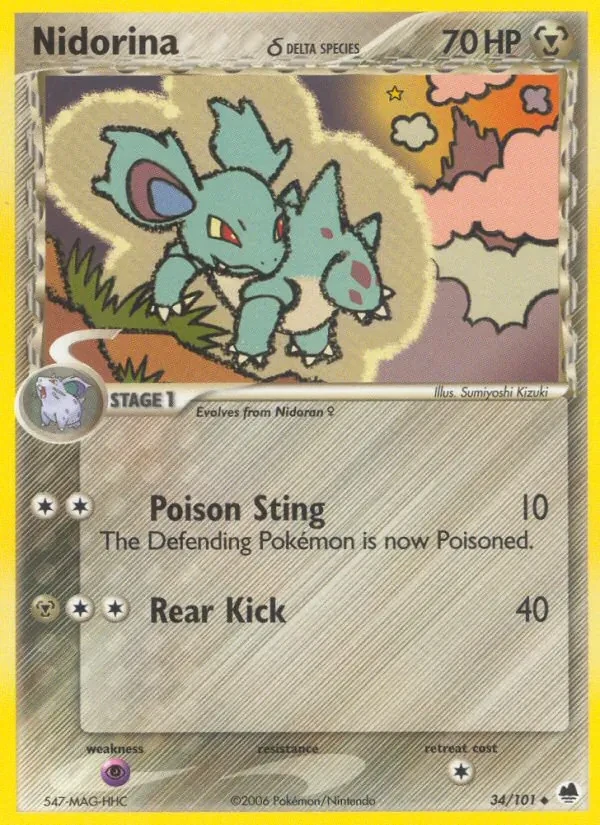 Nidorina δ 34/101 Dragon Frontiers Pokémon card