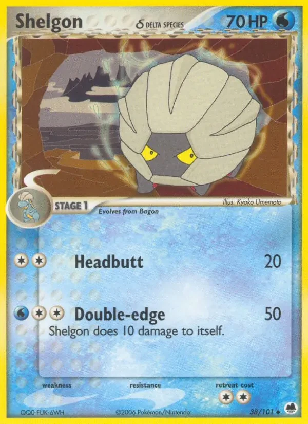 Shelgon δ 38/101 Dragon Frontiers Pokémon card