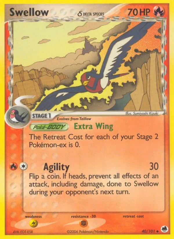 Swellow δ 40/101 Dragon Frontiers Pokémon card