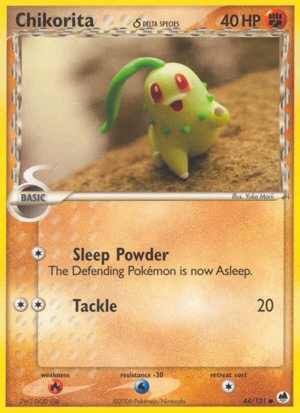 Chikorita δ 44/101 Dragon Frontiers Pokémon card