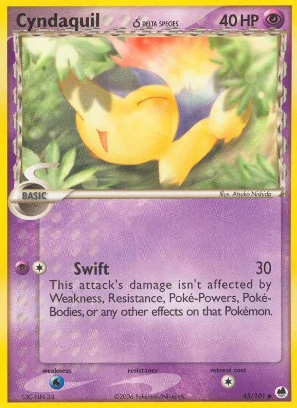 Cyndaquil δ 45/101 Dragon Frontiers Pokémon card