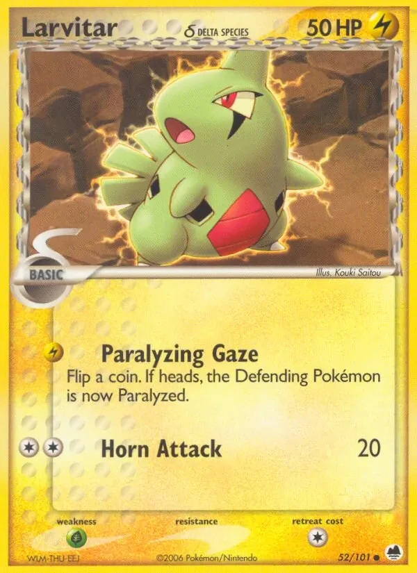 Larvitar δ 52/101 Dragon Frontiers Pokémon card