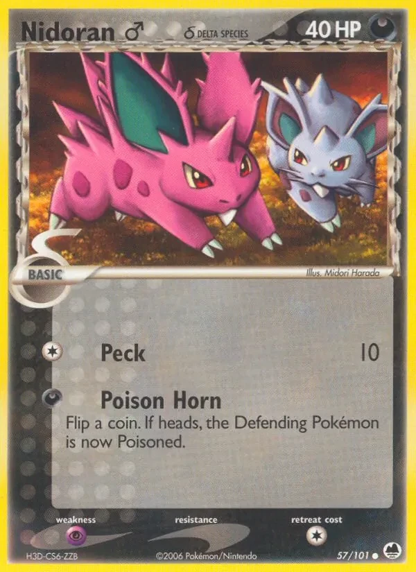 Nidoran♂ δ 57/101 Dragon Frontiers Pokémon Karte