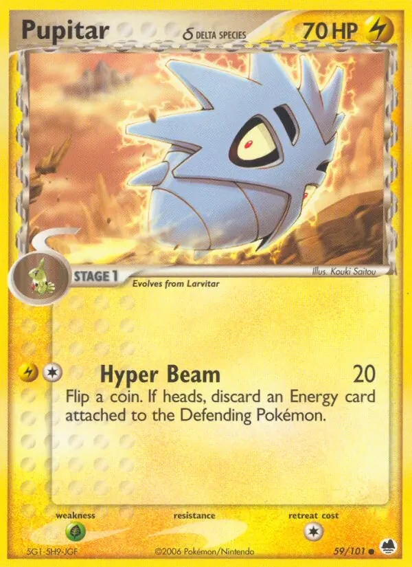 Pupitar δ 59/101 Dragon Frontiers Pokémon card