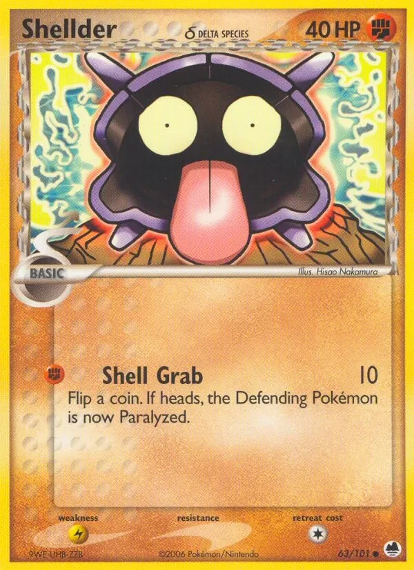 Shellder δ 63/101 Dragon Frontiers Pokémon card