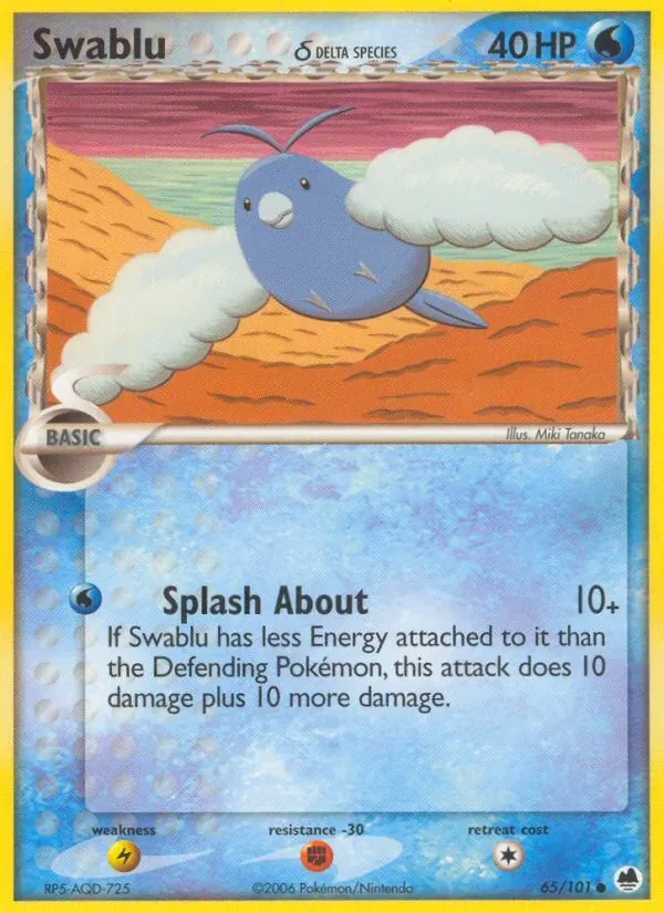 Swablu δ 65/101 Dragon Frontiers Pokémon card