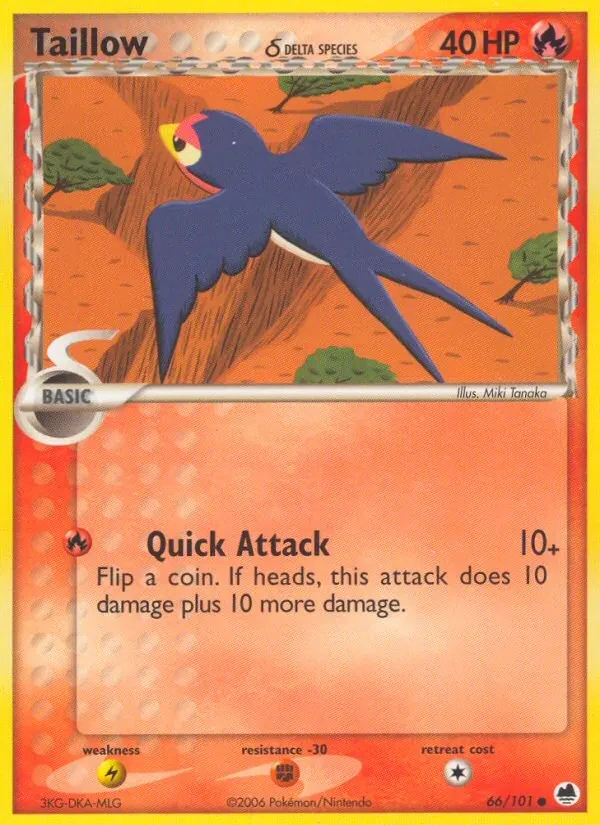 Taillow δ 66/101 Dragon Frontiers Pokémon card