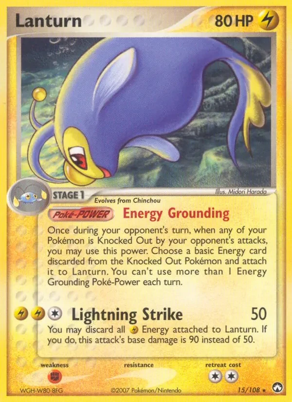 Lanturn 15/108 Power Keepers Pokémon card