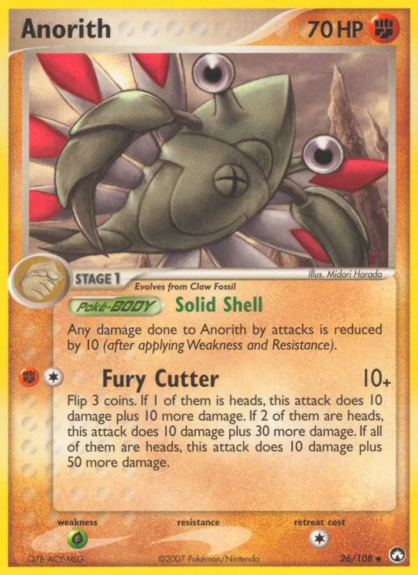Anorith 26/108 Power Keepers Pokémon card