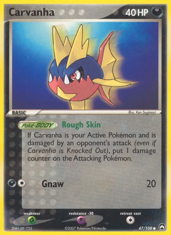 Carvanha 47/108 Power Keepers Pokémon card