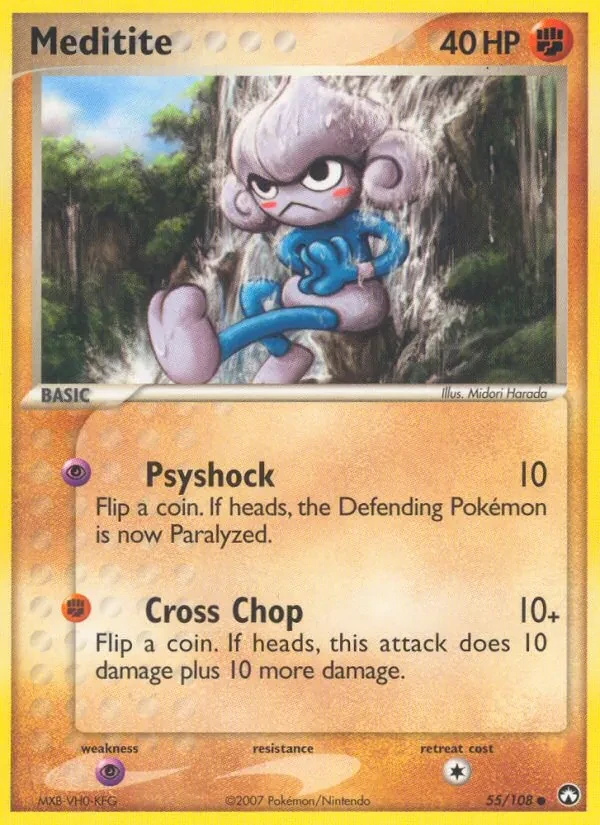 Meditite 55/108 Power Keepers Pokémon card