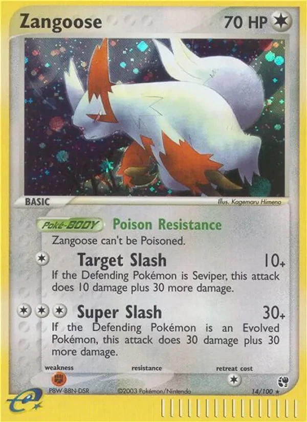 Zangoose 14/100 Sandstorm Pokémon card