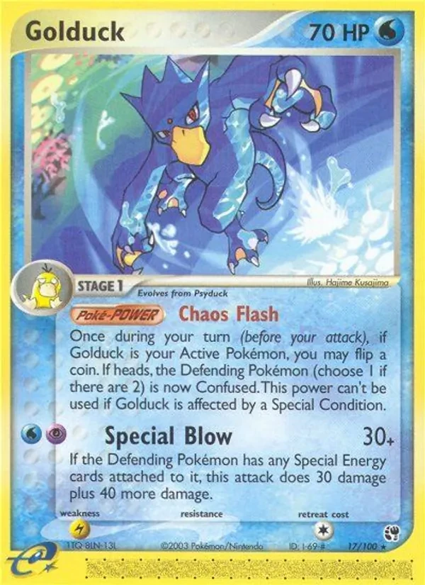 Golduck 17/100 Sandstorm Pokémon card