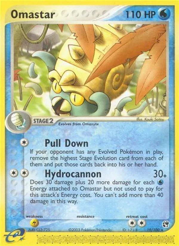 Omastar 19/100 Sandstorm Pokémon Karte