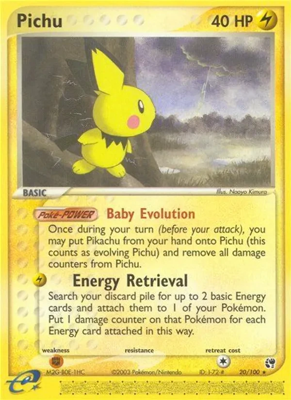 Pichu 20/100 Sandstorm Pokémon card
