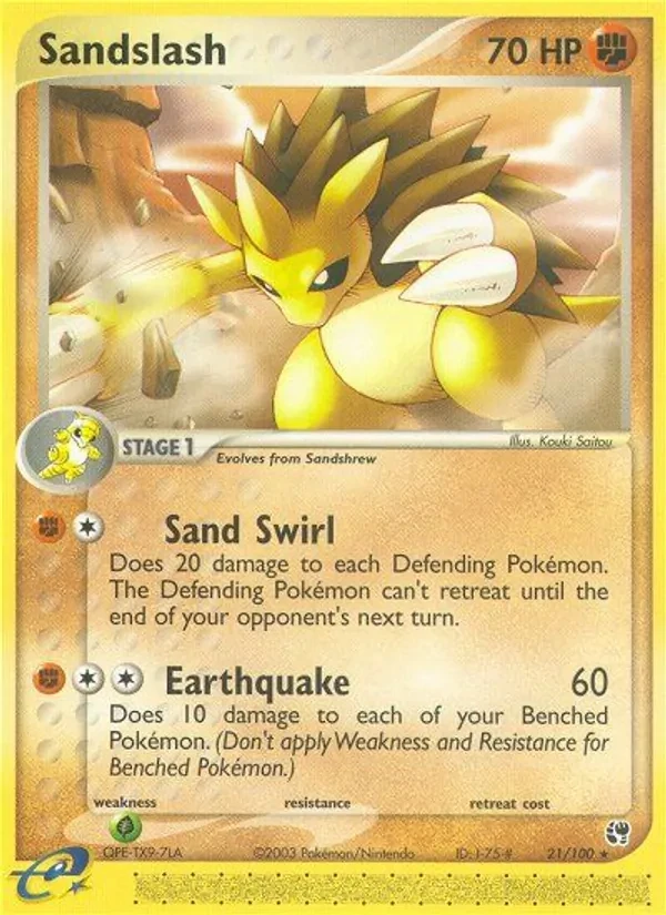 Sandslash 21/100 Sandstorm Pokémon card