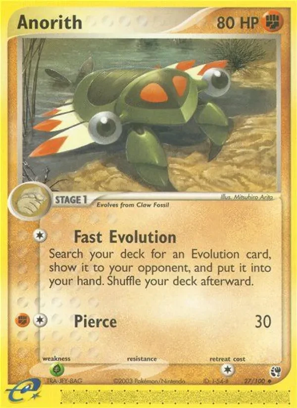 Anorith 27/100 Sandstorm Pokémon card