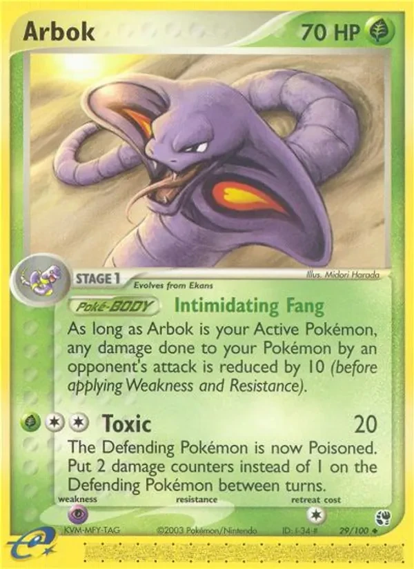 Arbok 29/100 Sandstorm Pokémon card