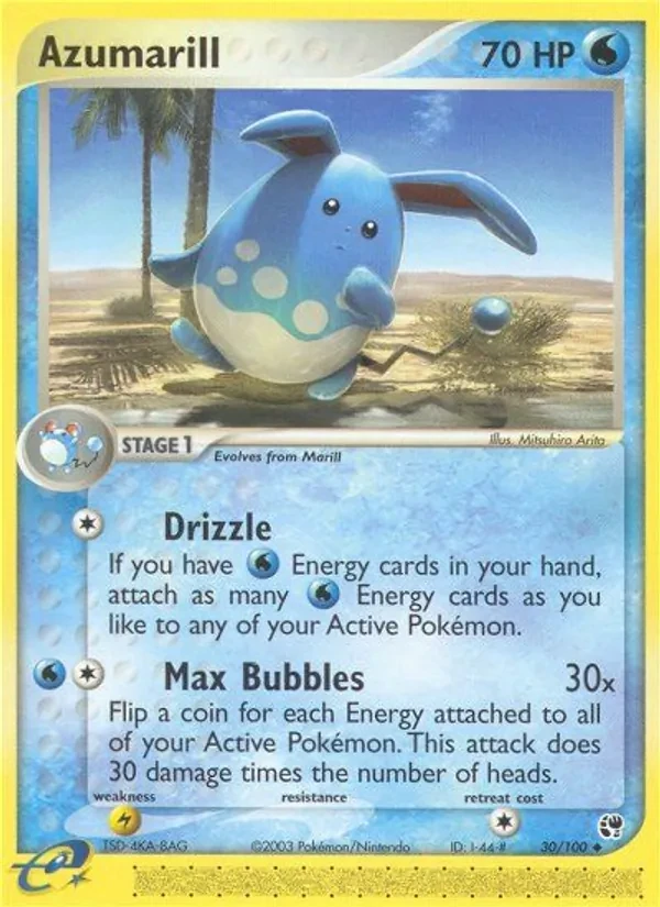 Azumarill 30/100 Sandstorm Pokémon card