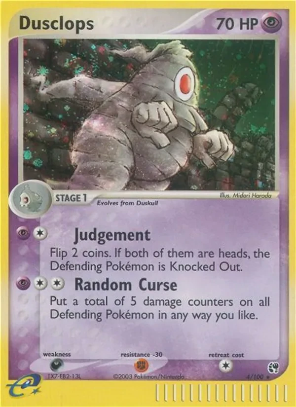 Dusclops 4/100 Sandstorm Pokémon kaart