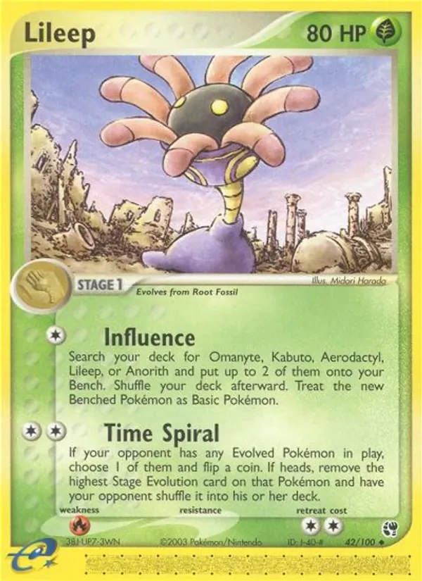 Lileep 42/100 Sandstorm Pokémon card