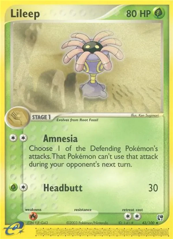 Lileep 43/100 Sandstorm Pokémon card