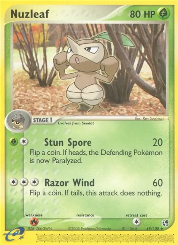 Nuzleaf 49/100 Sandstorm Pokémon card