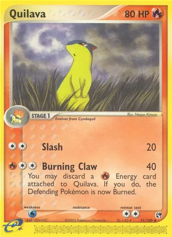 Quilava 51/100 Sandstorm Pokémon card