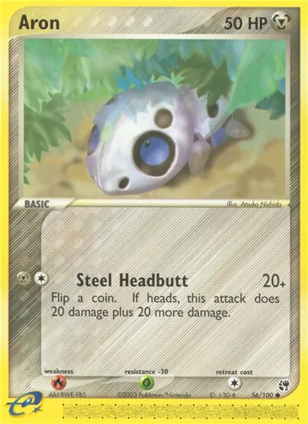 Aron 56/100 Sandstorm Pokémon card