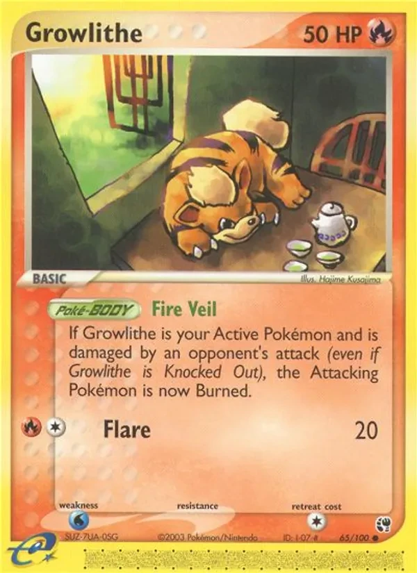 Growlithe 65/100 Sandstorm Pokémon card