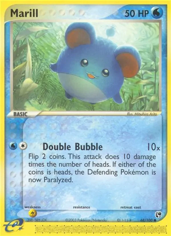 Marill 68/100 Sandstorm Pokémon card