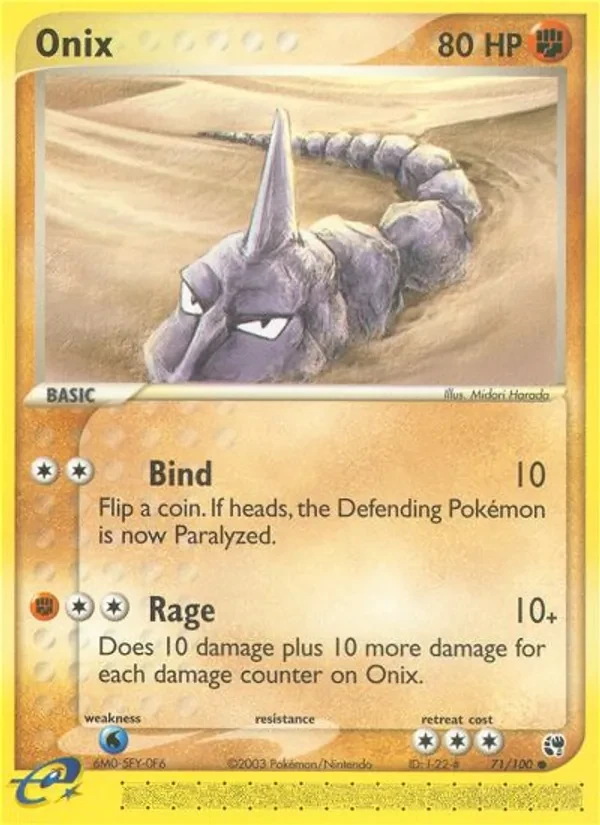 Onix 71/100 Sandstorm Pokémon card