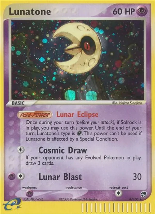 Lunatone 8/100 Sandstorm Pokémon Karte
