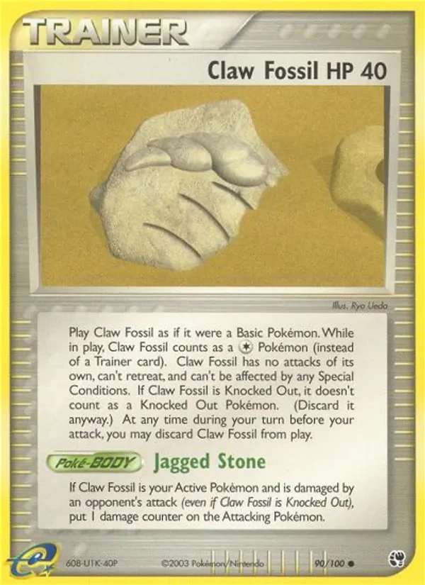 Claw Fossil 90/100 Sandstorm Pokémon Karte