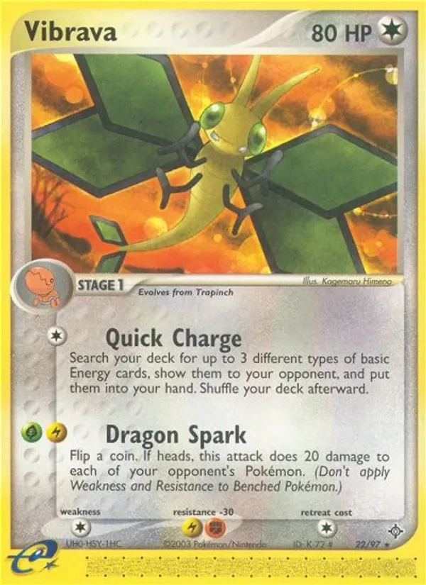 Vibrava 22/97 Dragon Pokémon card