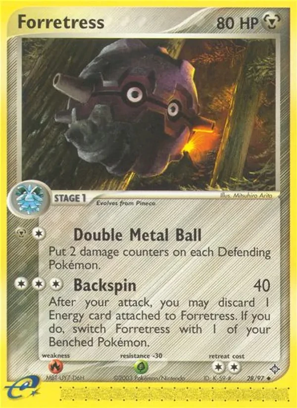 Forretress 28/97 Dragon Pokémon card