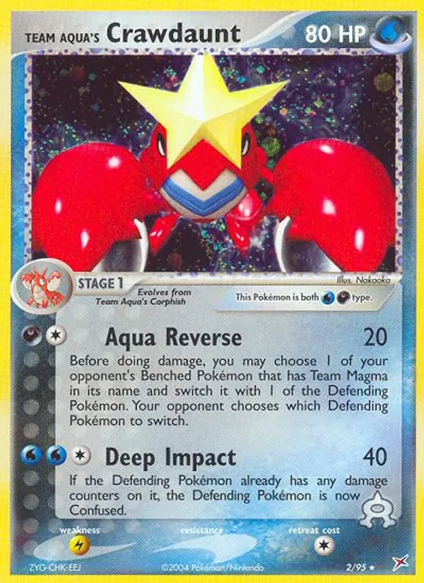 Team Aqua's Crawdaunt 2/95 Team Magma vs Team Aqua Pokémon card