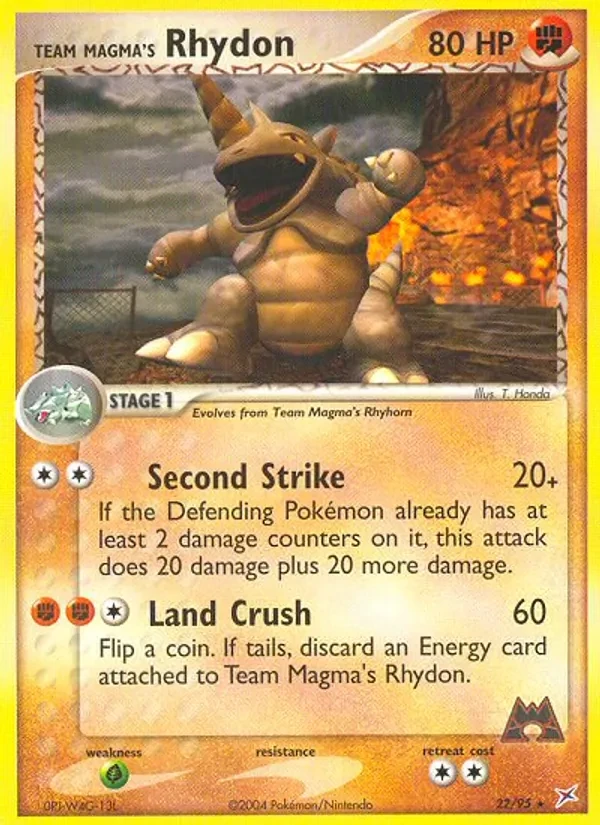 Team Magma's Rhydon 22/95 Team Magma vs Team Aqua Pokémon Karte