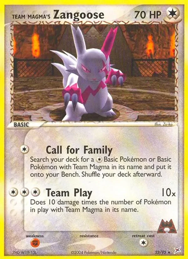 Team Magma's Zangoose 23/95 Team Magma vs Team Aqua Pokémon card